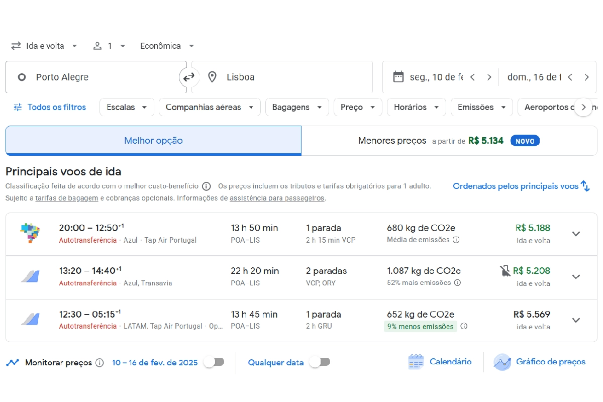Passagens aéreas para Portugal